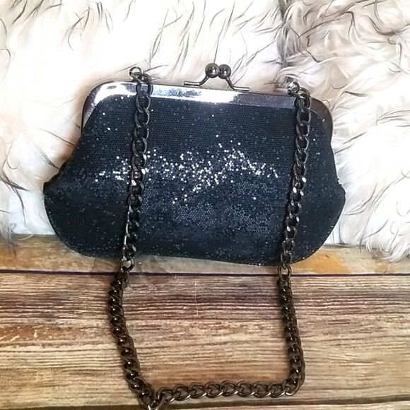 Express Black Sequin Small Dress Bag - Picture 1 of 7